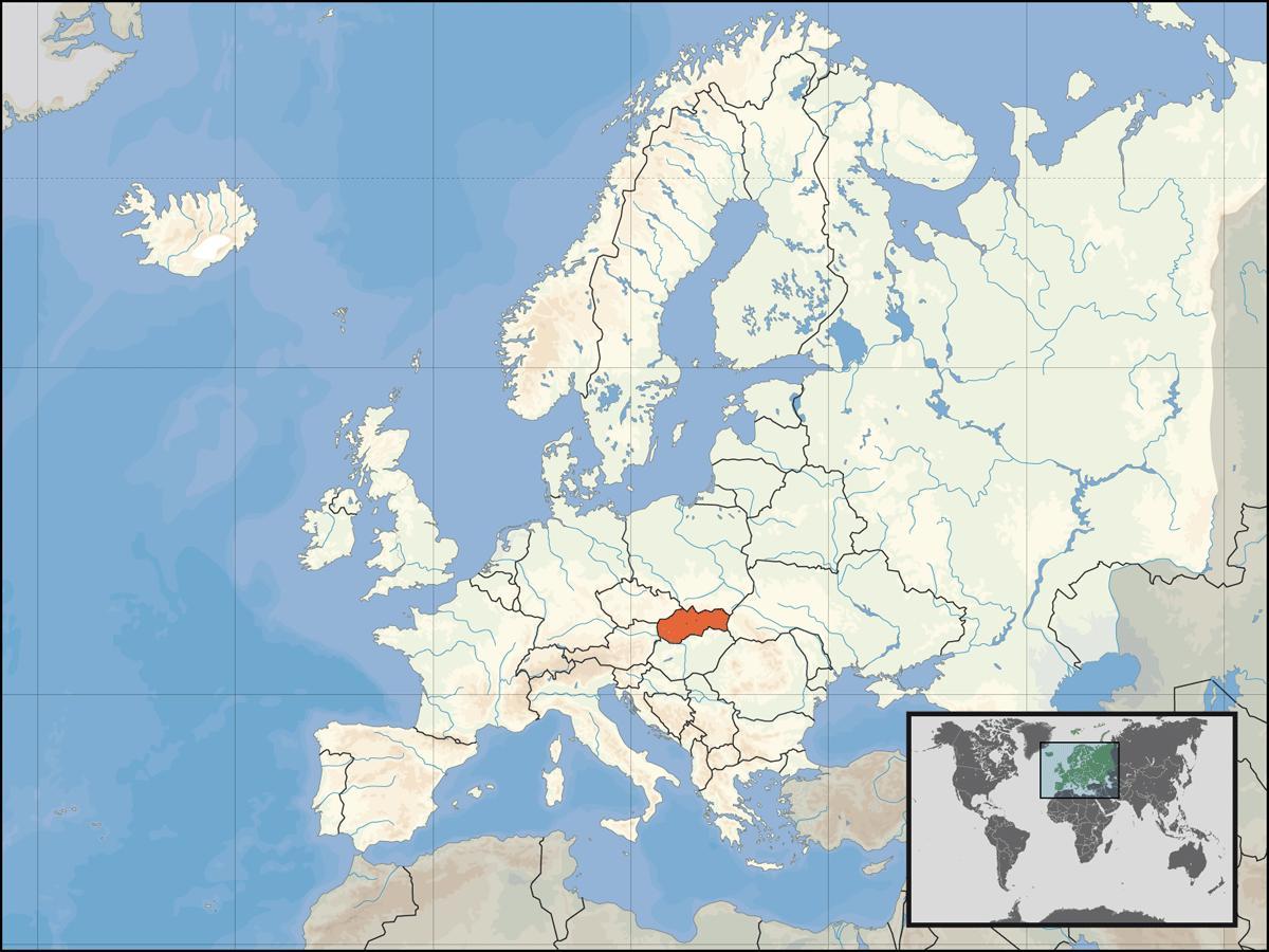 Slovakia eneo kwenye ramani ya dunia