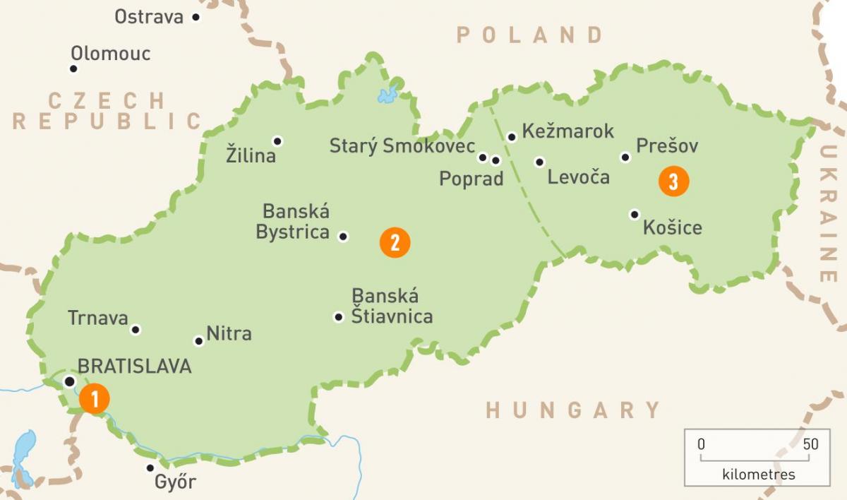 Slovakia katika ramani